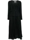 Self-portrait Structured Pleated-crepe Midi Dress In Black