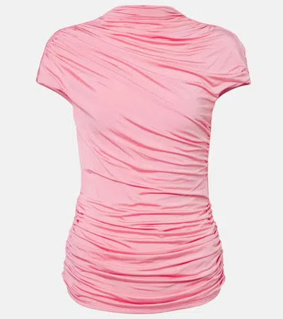 Self-portrait Ruched Jersey Top In Pink