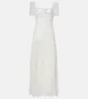 Self-portrait Ruched Lace And Tulle Maxi Dress In White