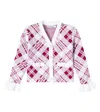 Self-portrait Ruffled Checked Cardigan In Pink