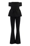 Self-portrait Black Crepe Off Shoulder Jumpsuit Black