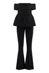 Self-portrait Black Crepe Off Shoulder Jumpsuit Black