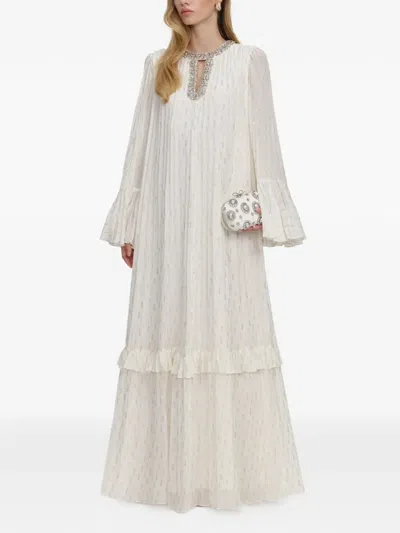 Self-portrait Ruffled Maxi Dress In White