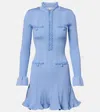 Self-portrait Embellished Knitted Mini Dress In Blue