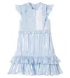 Self-portrait Ruffled Silk-blend Dress In Blue