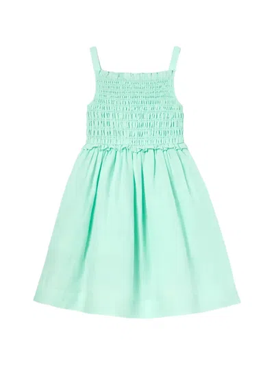 Self-portrait Kids' Ruffled Smocked Dress In Blue