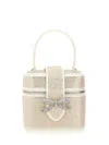 Self-portrait Satin Beauty Case With Rhinestones In Beige