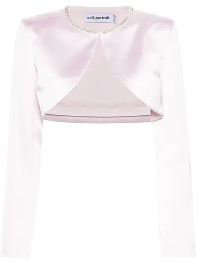 Self-portrait Satin Bolero Jacket In Pink