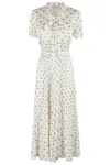 Self-portrait Satin Bow Print Midi Dress In Cream