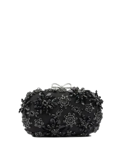 Self-portrait Satin Clutch Bag With Crystals Clutches Black
