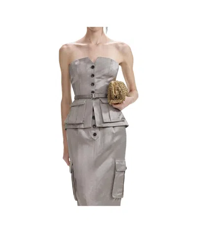 Self-portrait Satin Corset In Gray