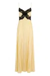Self-portrait Satin Long Dress With Lace Inserts