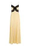 Self-portrait Satin Long Dress With Lace Inserts