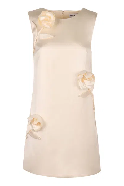 Self-portrait Satin Dress In Neutral