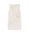 Self-portrait 3d Flower Satin Mini Dress In Cream
