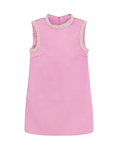 Self-portrait Satin Dress With Beads Detail In Pink