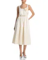 Self-portrait Bonded Satin Flower Midi Dress In Cream