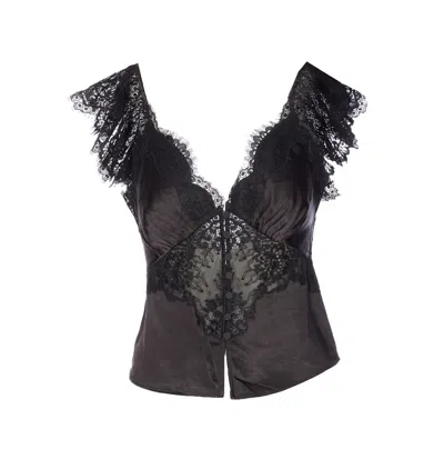 SELF-PORTRAIT SATIN LACE TOP