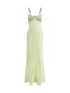 Self-portrait X Christopher Kane Lace-trimmed Satin Maxi Dress In Yellow