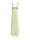 Self-portrait X Christopher Kane Lace-trimmed Satin Maxi Dress In Yellow