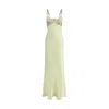 Self-portrait X Christopher Kane Lace-trimmed Satin Maxi Dress In Yellow