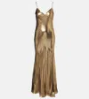 Self-portrait Satin Maxi Dress In Gold