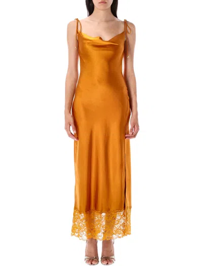 Self-portrait Satin Midi Dress In Multi