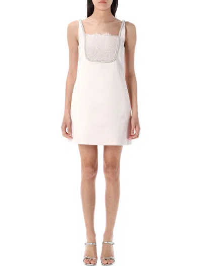 Self-portrait Satin Mini Dress In White