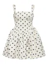 Self-portrait Pleated Polka-dot Duchesse-satin Mini Dress In White