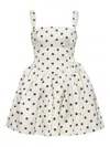 Self-portrait Pleated Polka-dot Duchesse-satin Mini Dress In White