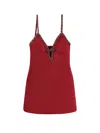 Self-portrait Self Portrait Women Satin Mini Dress With Jewel Details In Red