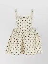 Self-portrait Pleated Polka-dot Duchesse-satin Mini Dress In Neutrals
