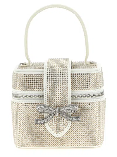 Self-portrait Satin Rhinestone Vanity Case Hand Bags White
