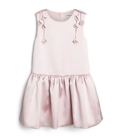 Self-portrait Kids' Satin Sculptural Flower Dress In Pink