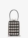 Self-portrait Satin Shoulder Bag With Crystals In Black
