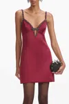 Self-portrait Self Portrait Women Satin Mini Dress With Jewel Details In Burgundy