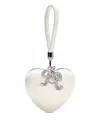 Self-portrait Satin Top Handle Heart Clutch In Cream