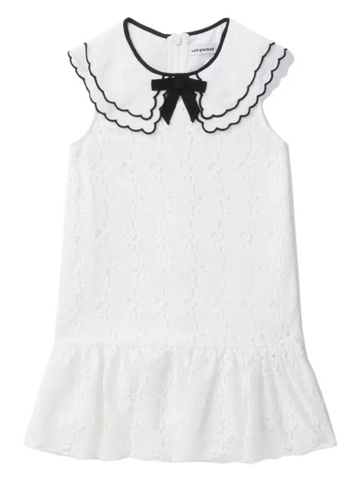 Self-portrait Kids' Scallop-collar Corded-lace Dress In White