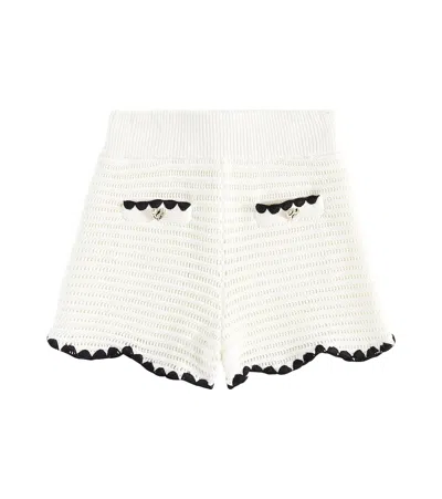Self-portrait Kids' Scalloped Crochet Cotton-blend Shorts In White