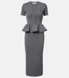 Self-portrait Scalloped Peplum Midi Dress In Gray
