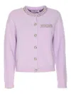 Self-portrait Lilac Crystal Trim Knit Cardigan