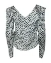 Self-portrait Self- Portrait Polka-dot Ruffled Satin Top In White Polyester In White