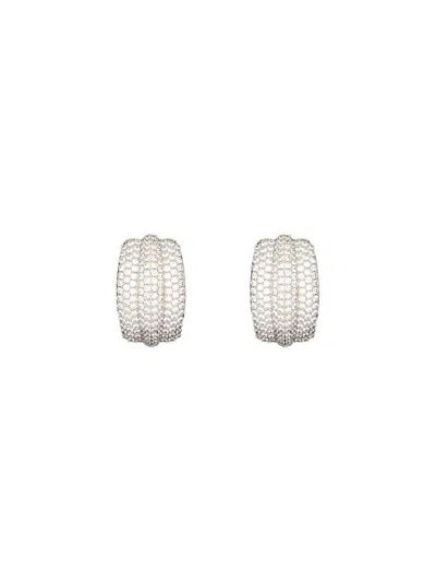 Self-portrait Radiant Beaded Textured Earrings In Gold