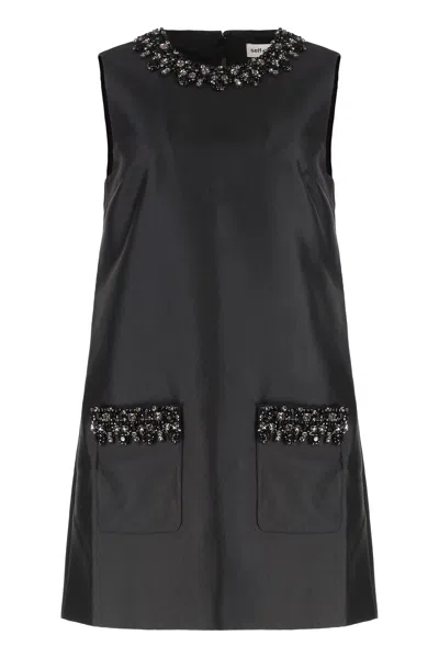 Self-portrait Black Taffeta Embellished Mini Dress