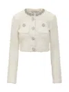 Self-portrait Cream Textured Knit Sweaters And Cardigans White In White