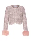 Self-portrait Self Portrait Crystal-embellished Tweed Jacket In Pink