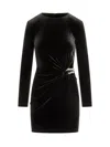 Self-portrait Twisted Waist Dress With Gold Detail In Black