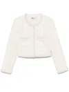 Self-portrait Faux Pearl Trim Jacket In Neutral