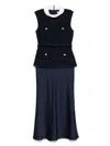Self-portrait Self Portrait Navy Boucle Sleeveless Midi Dress