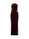 Self-portrait Cutout Embellished Strapless Velvet Gown In Red